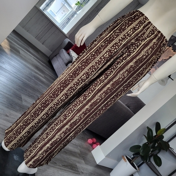 PLANCHE - Women's Striped Tribal  Elastic Waist Loose Straight Leg Long Pants - Picture 3 of 10